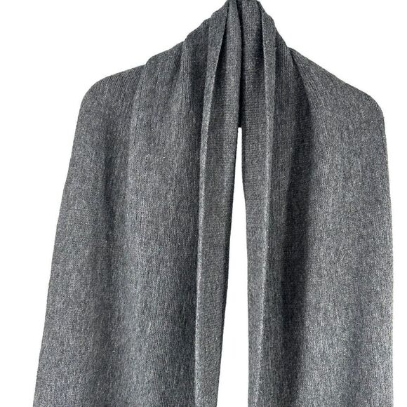 Lucky Brand Scarf Gray Rectangle Fringe Long Womens Warm Knit Fall Winter Scarf - Picture 2 of 7